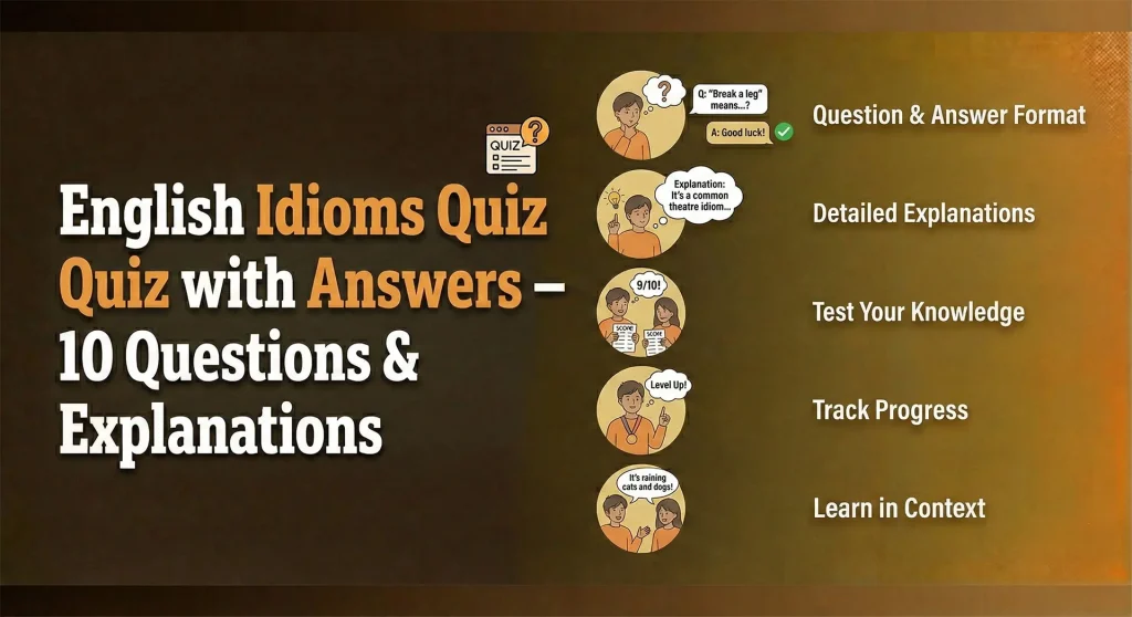 English Idioms Quiz with Answers – 10 Questions & Explanations